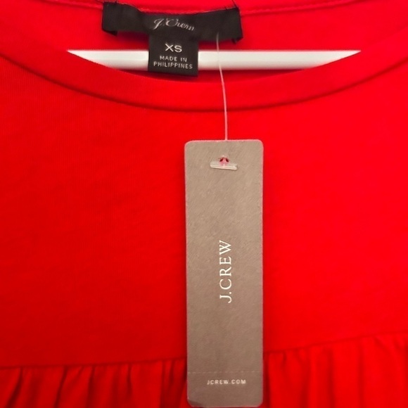 NWT J. CREW Cropped Drapey Popover 3/4 Sleeve Shirt- Poppy Red/Size XS - Picture 5 of 6